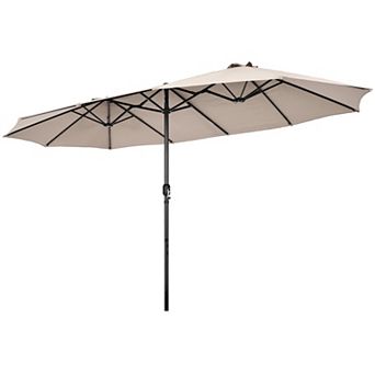 Costway 15FT Patio Double-Sided Umbrella Crank Outdoor Garden Market Sun Shade