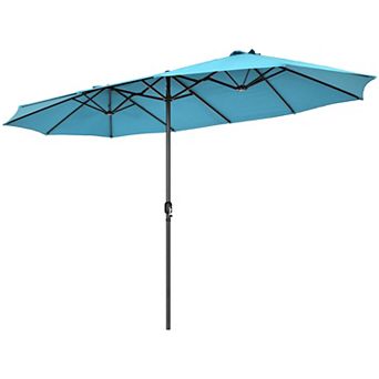 Costway 15FT Patio Double-Sided Umbrella Crank Outdoor Garden Market Sun Shade