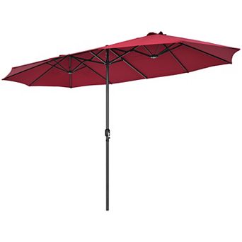 Costway 15FT Patio Double-Sided Umbrella Crank Outdoor Garden Market Sun Shade