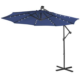 Costway 10FT Cantilever Solar Powered 32LED Lighted Patio Offset Umbrella Outdoor