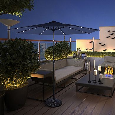 Costway 9' Solar LED Lighted Patio Market Umbrella Tilt Adjustment Crank Lift