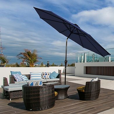 Costway 9' Solar LED Lighted Patio Market Umbrella Tilt Adjustment Crank Lift
