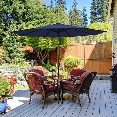Costway 9' Solar LED Lighted Patio Market Umbrella Tilt Adjustment Crank Lift