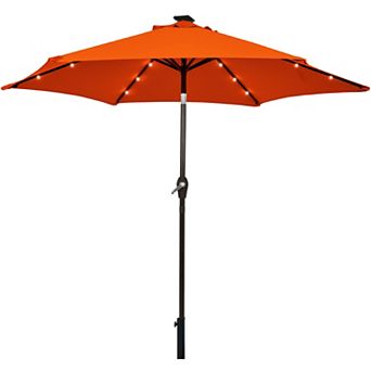 Costway 9' Solar LED Lighted Patio Market Umbrella Tilt Adjustment Crank Lift