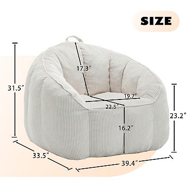 Lufeiya Bean Bag Chair Sofa, Bean Bag Couch with Armrests and Handle, Foam Filled Lazy Lounge Chair