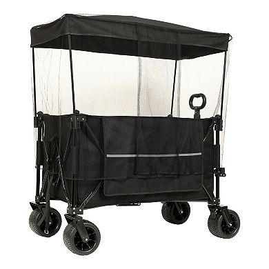 WOW PIONEER Heavy-Duty Collapsible Utility Wagon with Canopy and All-Terrain Wheels