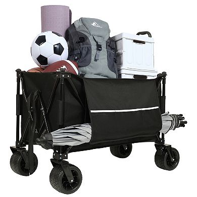 WOW PIONEER Heavy-Duty Collapsible Utility Wagon with Canopy and All-Terrain Wheels