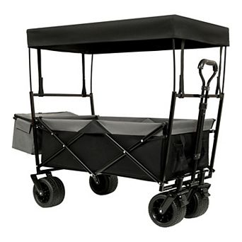 WOW PIONEER Heavy-Duty Collapsible Utility Wagon with Canopy and All-Terrain Wheels