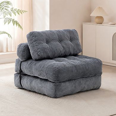 Lufeiya Folding Sofa Bed Convertible Sleeper Chair, Corduroy Lounge Chair with Pillow, Single Sofa