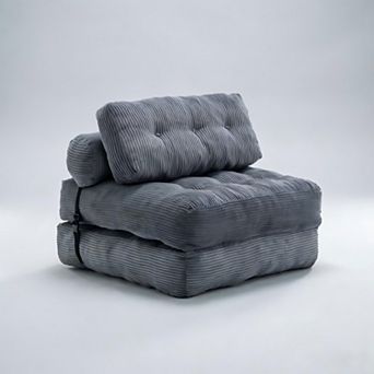 Lufeiya Folding Sofa Bed Convertible Sleeper Chair, Corduroy Lounge Chair with Pillow, Single Sofa