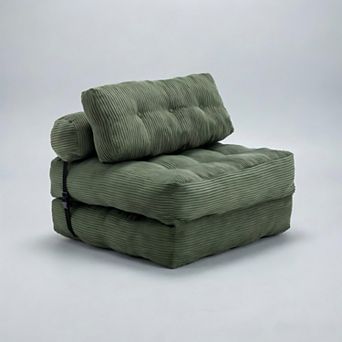 Lufeiya Folding Sofa Bed Convertible Sleeper Chair, Corduroy Lounge Chair with Pillow, Single Sofa