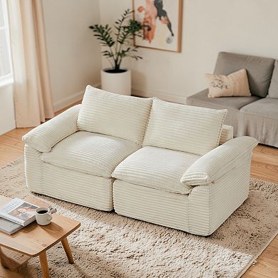 Lufeiya Corduroy Cloud Sofa with Modular Combination Design, Loveseat, Foam and Spring Couch