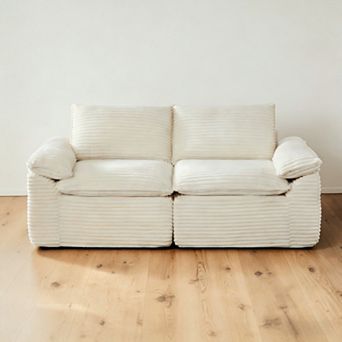 Lufeiya Corduroy Cloud Sofa with Modular Combination Design, Loveseat, Foam and Spring Couch