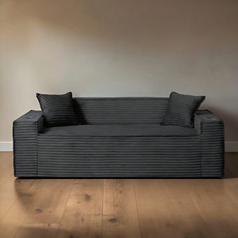 Lufeiya 3 Seater Boneless Sofa, Corduroy Cloud Couch with Pocket Spring Support, No Assembly