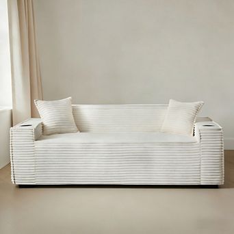Lufeiya 3 Seater Boneless Sofa, Corduroy Cloud Couch with Pocket Spring Support, No Assembly