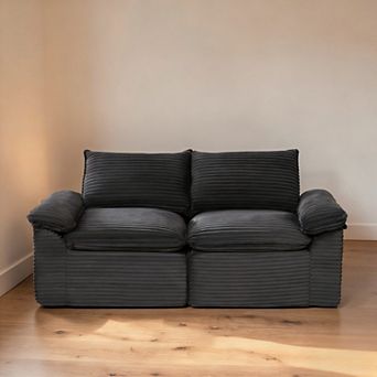 Lufeiya Corduroy Cloud Sofa with Modular Combination Design, Loveseat, Foam and Spring Couch