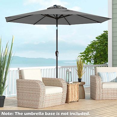 Costway 10' Solar LED Lighted Patio Market Umbrella Shade Tilt Adjustment Crank