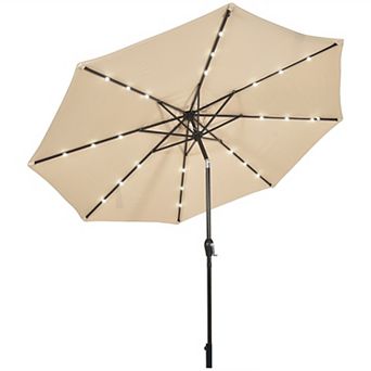 Costway 10' Solar LED Lighted Patio Market Umbrella Shade Tilt Adjustment Crank