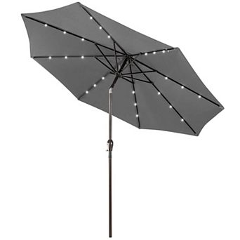 Costway 10' Solar LED Lighted Patio Market Umbrella Shade Tilt Adjustment Crank