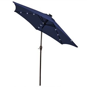 Costway 10' Solar LED Lighted Patio Market Umbrella Shade Tilt Adjustment Crank