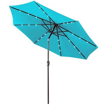 Costway 10' Solar LED Lighted Patio Market Umbrella Shade Tilt Adjustment Crank