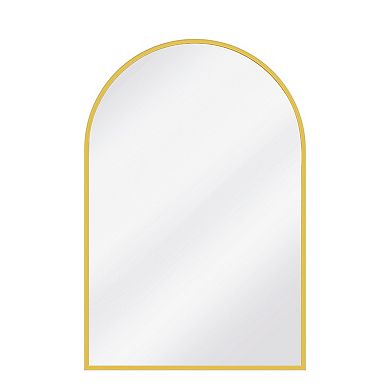 Morden Gold 24 in. W x 36 in. H Arched Aluminum Alloy Framed Vanity Wall Mirror