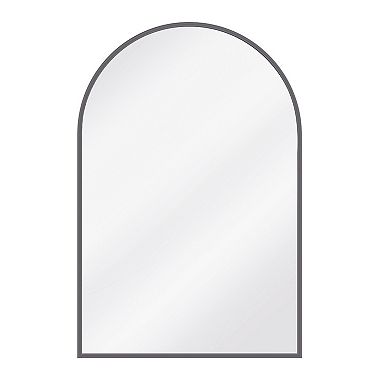 Morden Black 24 in. W x 36 in. H Arched Aluminum Alloy Framed Vanity Wall Mirror