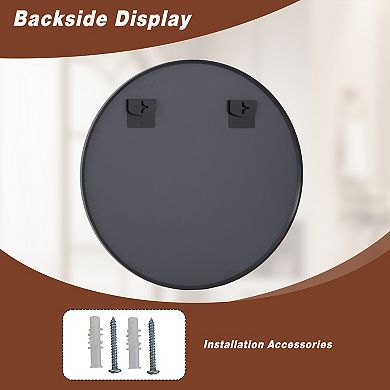 Morden Black 30 in. W x 30 in. H Round Aluminum Alloy Frame Vanity Wall Mirror