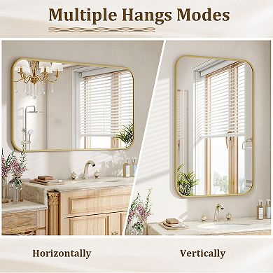 Classic Gold 24 in. W x 36 in. H Rectangle Aluminum Alloy Frame Vanity Wall Mirror