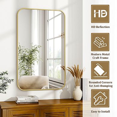 Classic Gold 24 in. W x 36 in. H Rectangle Aluminum Alloy Frame Vanity Wall Mirror