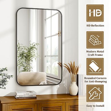 Classic Black 24 in. W x 36 in. H Rectangle Aluminum Alloy Frame Vanity Wall Mirror