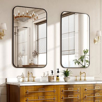 Classic Black 24 in. W x 36 in. H Rectangle Aluminum Alloy Frame Vanity Wall Mirror