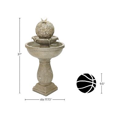 LuxenHome 37" Water Fountain Outdoor, Resin 3-Tier Birdbath Fountain for Outside, Patio Fountain