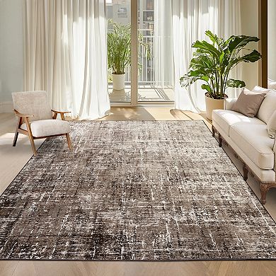 Abstract Washable Non Slip Living Room Rugs Indoor Modern Stain Resistant Low Pile Carpet