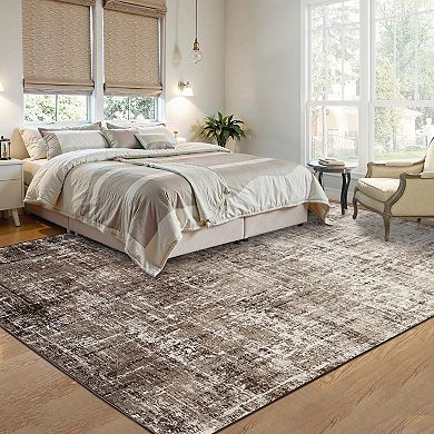 Abstract Washable Non Slip Living Room Rugs Indoor Modern Stain Resistant Low Pile Carpet