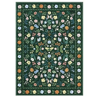 Washable Vintage Boho Area Rug - Non-Slip Low Pile Soft Carpet for Living Room, Bedroom, Nursery