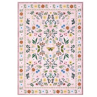 Washable Vintage Boho Area Rug - Non-Slip Low Pile Soft Carpet for Living Room, Bedroom, Nursery
