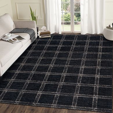 Modern Washable Rug Non-Slip - Geometric Plaid Living Room, Bedroom, Office Mat