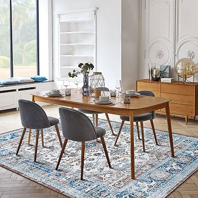 Washable Print Distressed Carpet Faux Wool Mat Foldable Accent Rug Kitchen Living Room Bedroom