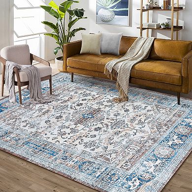 Washable Print Distressed Carpet Faux Wool Mat Foldable Accent Rug Kitchen Living Room Bedroom