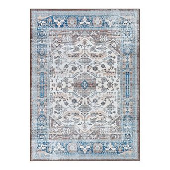 Washable Print Distressed Carpet Faux Wool Mat Foldable Accent Rug Kitchen Living Room Bedroom