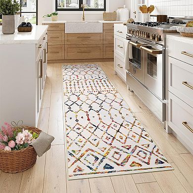 Modern Washable Rug Non-Slip - Geometric Plaid Living Room, Bedroom, Office Mat