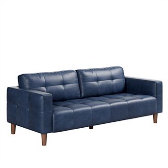 83" Faux Leather 3-Seater Sofa,Spring Cushion Deep Seat with Removable Back Cushion for Living Room