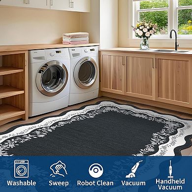 ANIXOL Modern Scalloped Low Pile Washable Rug