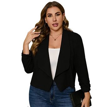 Women's Plus High Waist Shorts Ruffled Waist Self-Tie Belt Side Pockets for Casual Office Wear