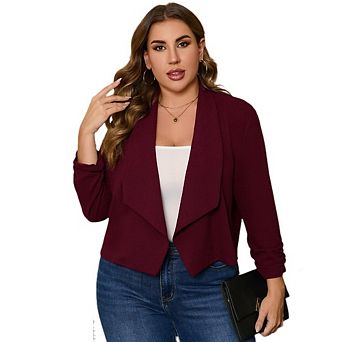 Women's Plus High Waist Shorts Ruffled Waist Self-Tie Belt Side Pockets for Casual Office Wear