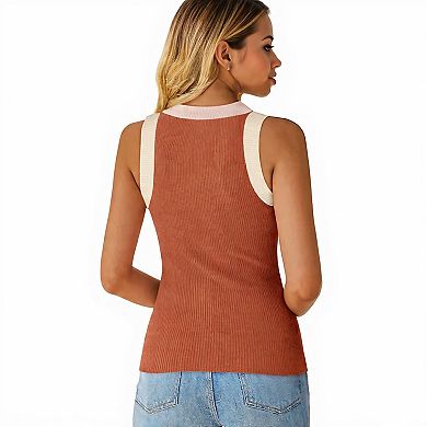 Slim Fit Sleeveless Color Block Tank Top