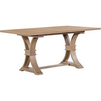 78″ Extendable Rectangular Dining Table Rustic Natural Wood