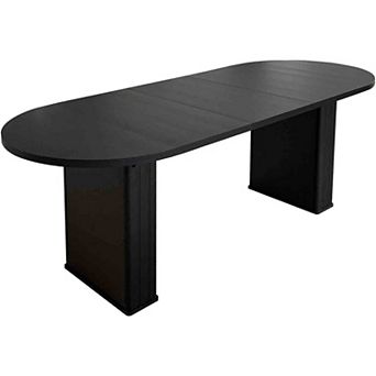70.8″ Oval Farmhouse Dining Table Seats 68, Rustic Black Finish
