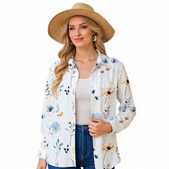 Women's Floral Print Button Down Shirt